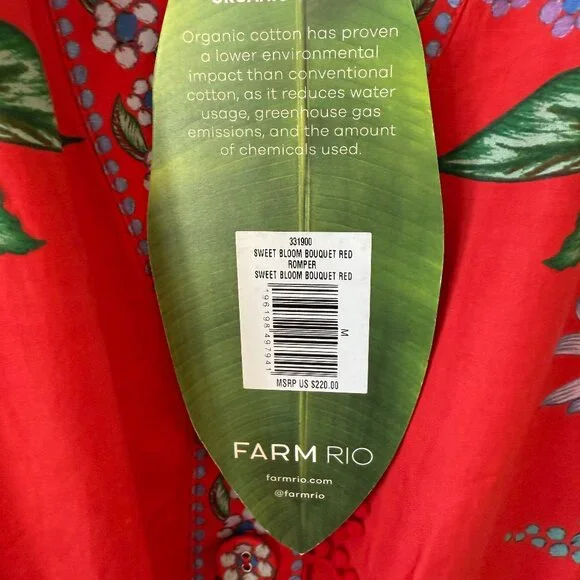 FARM RIO Red Sweet Bloom Bouquet Romper - Picture 4 of 5